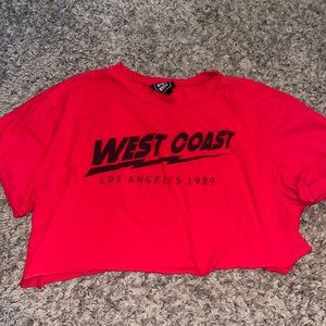 red crop top t shirt